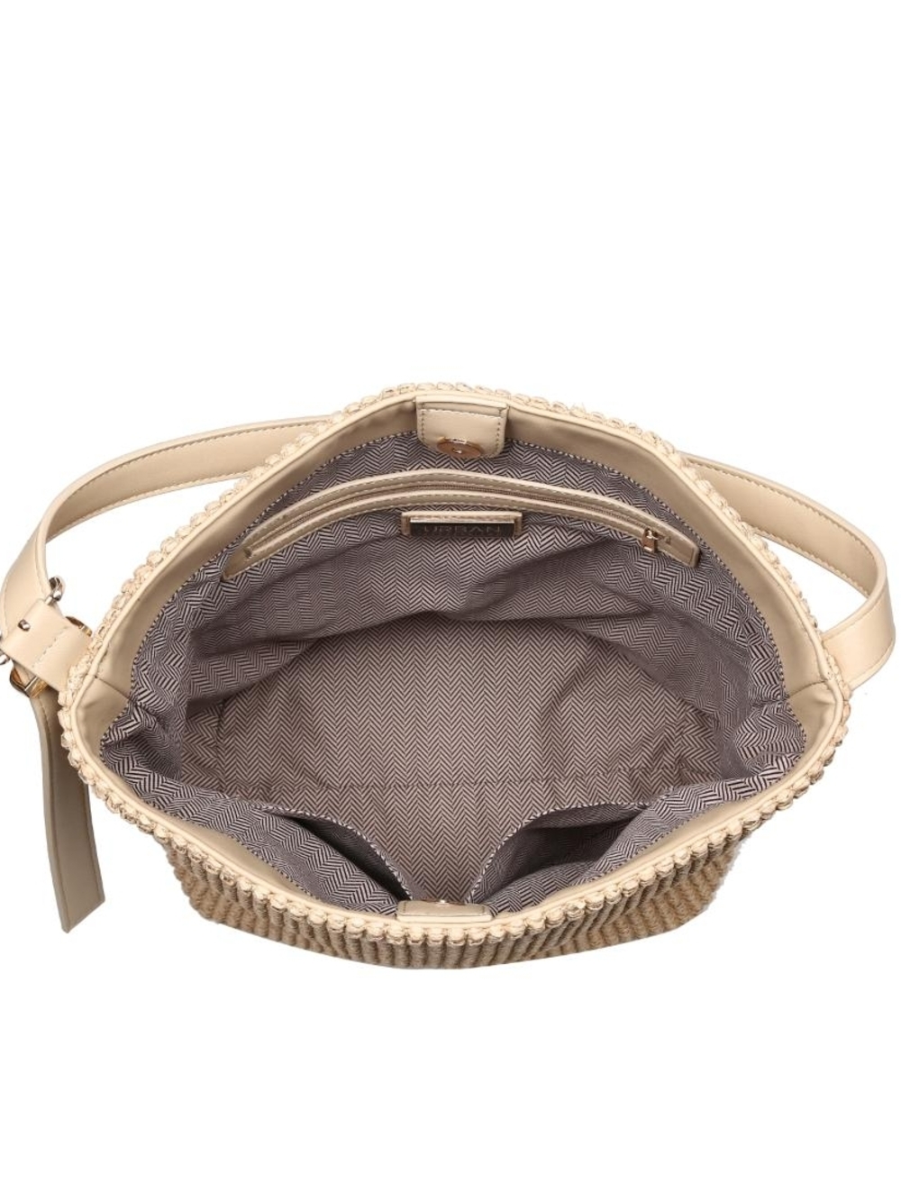 Slouchy Ribbed Weave Alethea Beige Woven Hobo Shoulder Bag - Picture 7 of 7